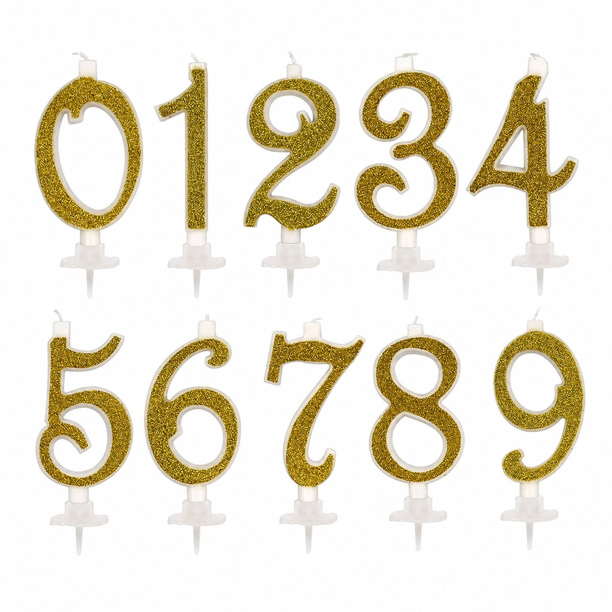 Glittery Gold Number Party Candles/Cake Topper