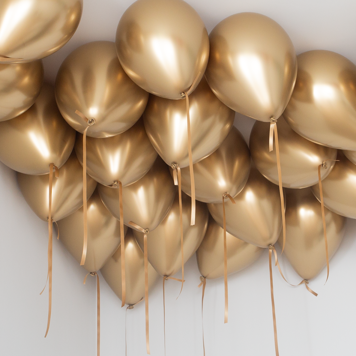 Golden Party Chrome Helium Balloons - 25count