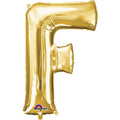 F Gold Letter Foil Balloon - Helium Filled with String