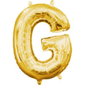 G Gold Letter Foil Balloon - Helium Filled with String