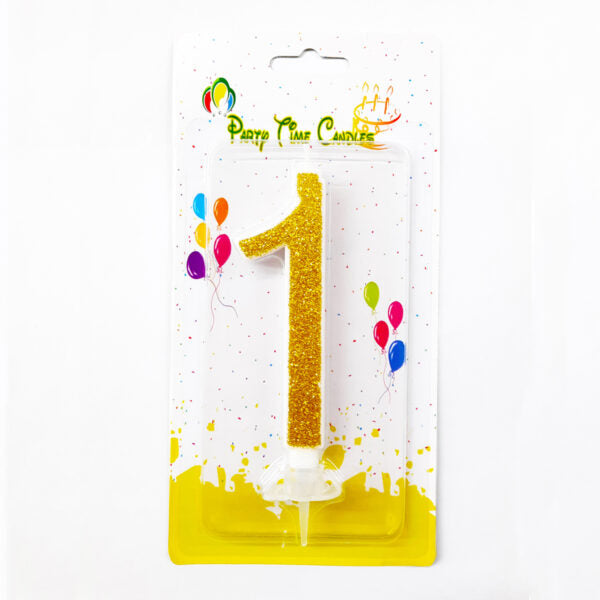 Glittery Gold Number Party Candles/Cake Topper