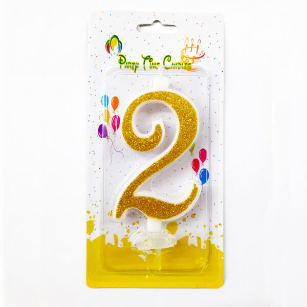 Glittery Gold Number Party Candles/Cake Topper