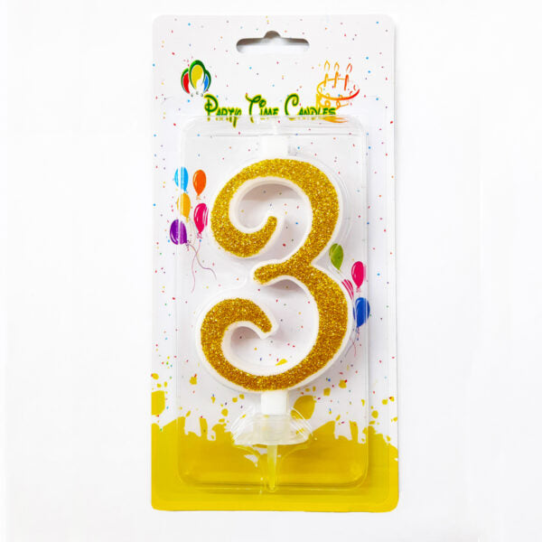 Glittery Gold Number Party Candles/Cake Topper