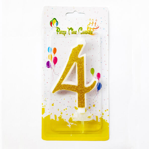 Glittery Gold Number Party Candles/Cake Topper