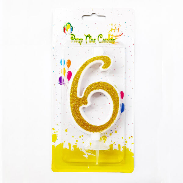 Glittery Gold Number Party Candles/Cake Topper