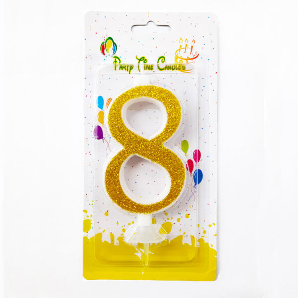 Glittery Gold Number Party Candles/Cake Topper