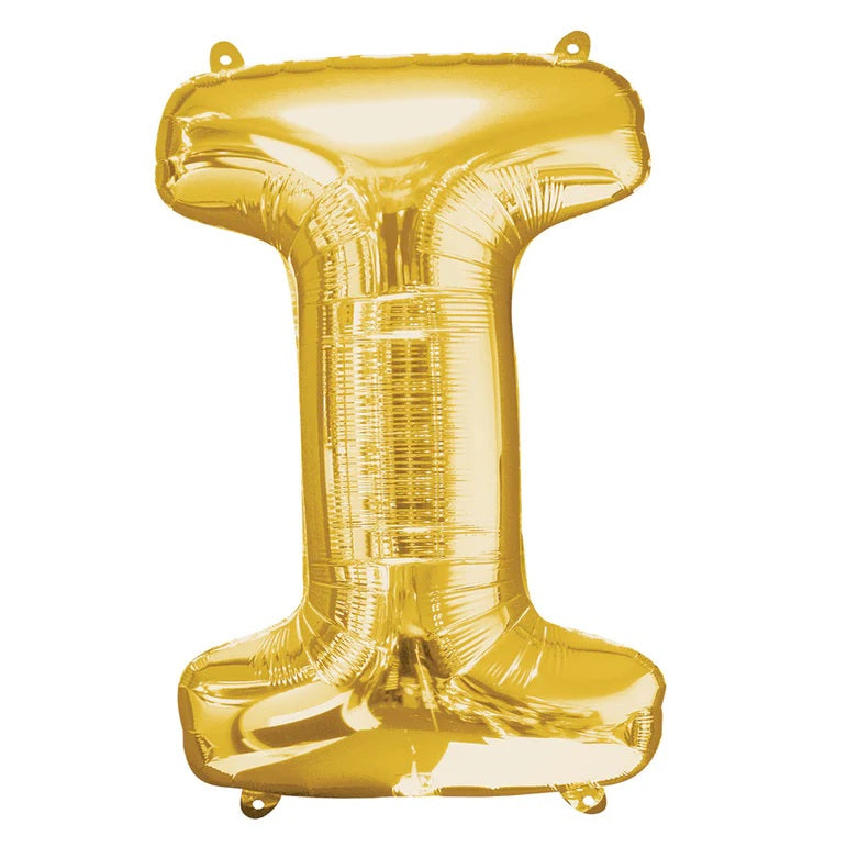 I Gold Letter Foil Balloon - Helium Filled with String