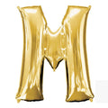 M Gold Letter Foil Balloon - Helium Filled with String
