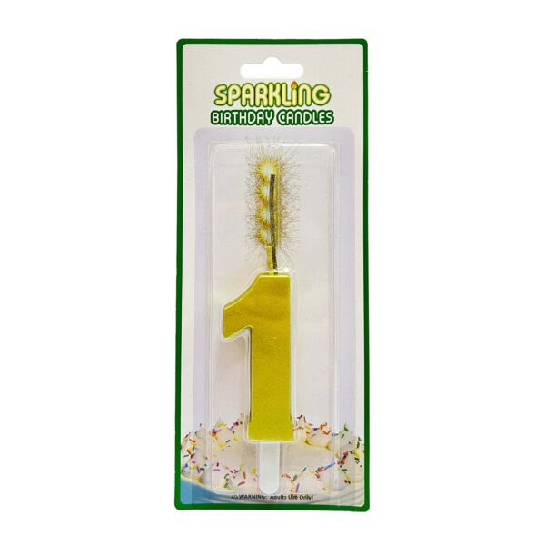 Gold Number Sparkling Party Candles/Cake Topper