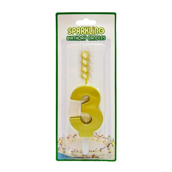 Gold Number Sparkling Party Candles/Cake Topper