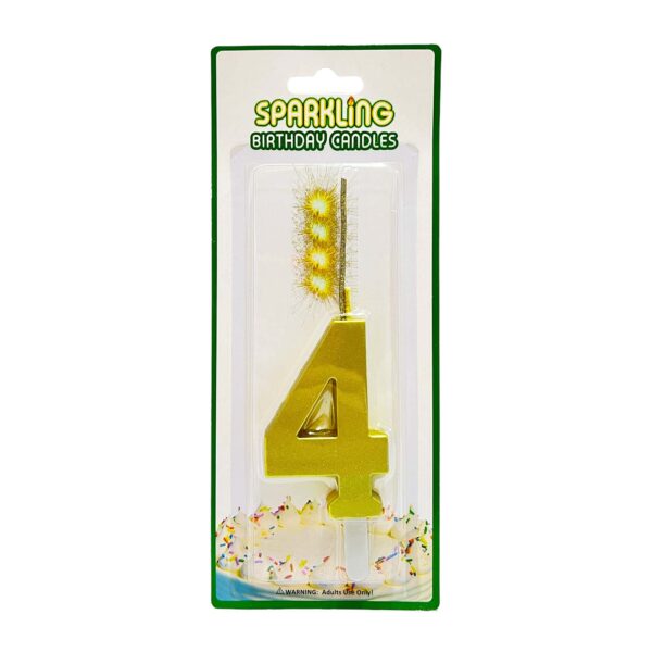 Gold Number Sparkling Party Candles/Cake Topper