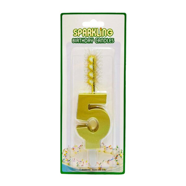 Gold Number Sparkling Party Candles/Cake Topper