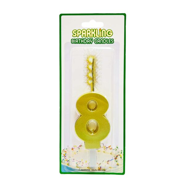 Gold Number Sparkling Party Candles/Cake Topper