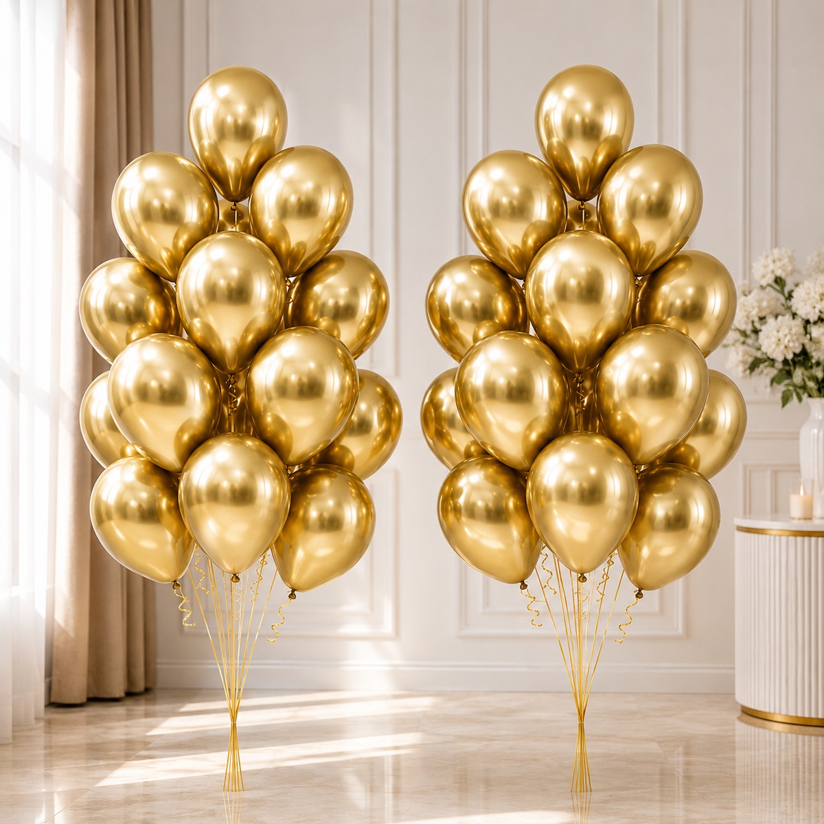 Golden Chrome Latex Balloon Bouquet - 18/36count