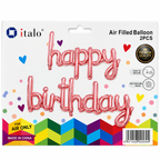 HAPPY BIRTHDAY SCRIPT ROSEGOLD Foil Balloon Banner - AIR-FILLED (NON-FLYING)