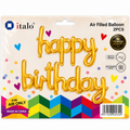 HAPPY BIRTHDAY SCRIPT GOLD Foil Balloon Banner - AIR-FILLED (NON-FLYING)