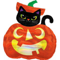 SS IRIDISCENT CAT PUMPKIN FOIL BALLOONS HELIUM Filled