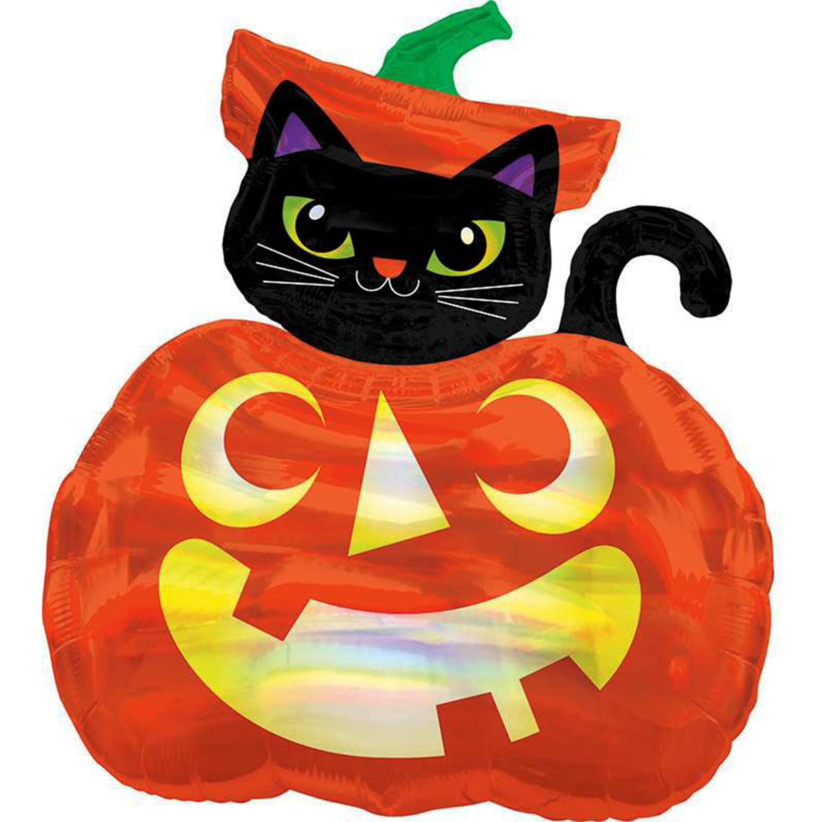 SS IRIDISCENT CAT PUMPKIN FOIL BALLOONS HELIUM Filled