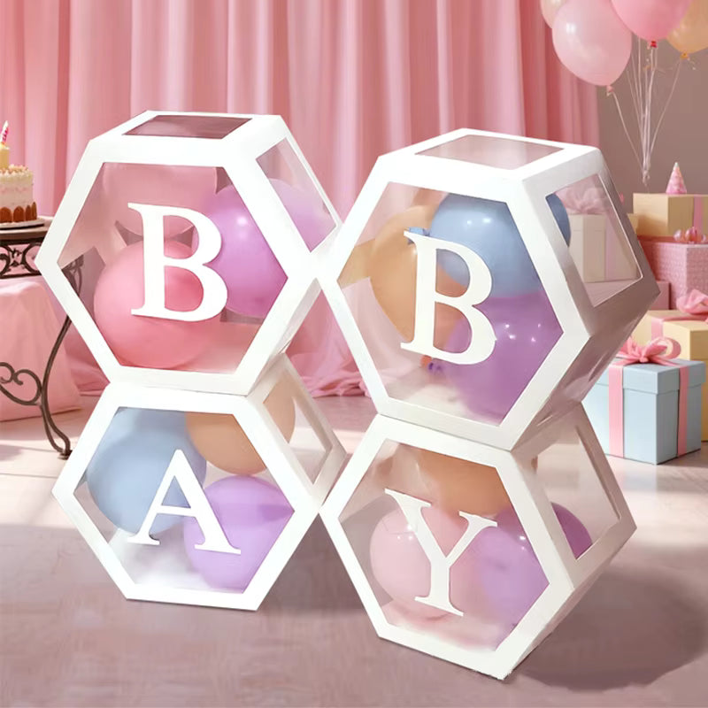 BABY BOX Baby Shower HEXAGONAL Box  (inside Balloons Included)