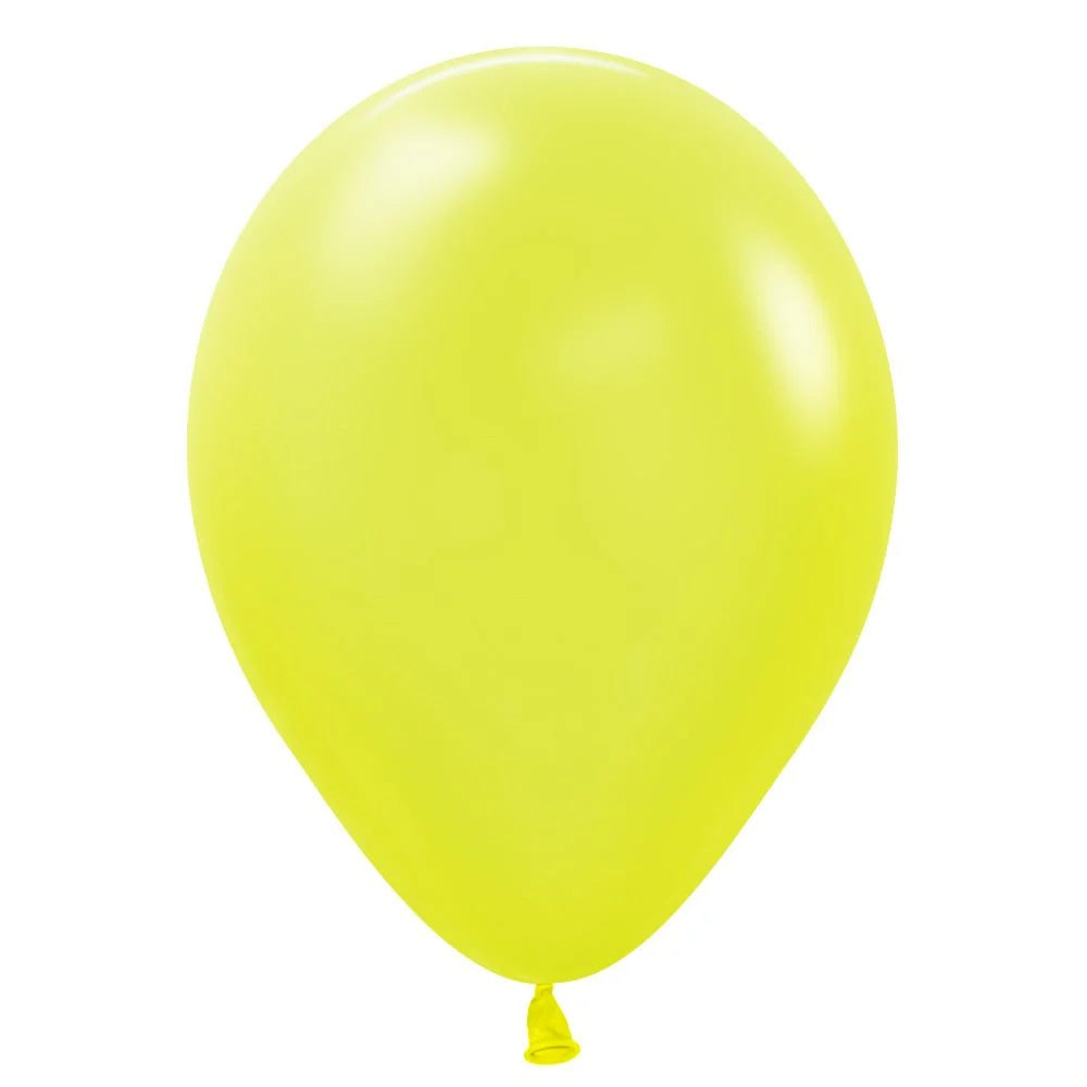 NEON YELLOW Standard Color Plain Latex - Helium Filled