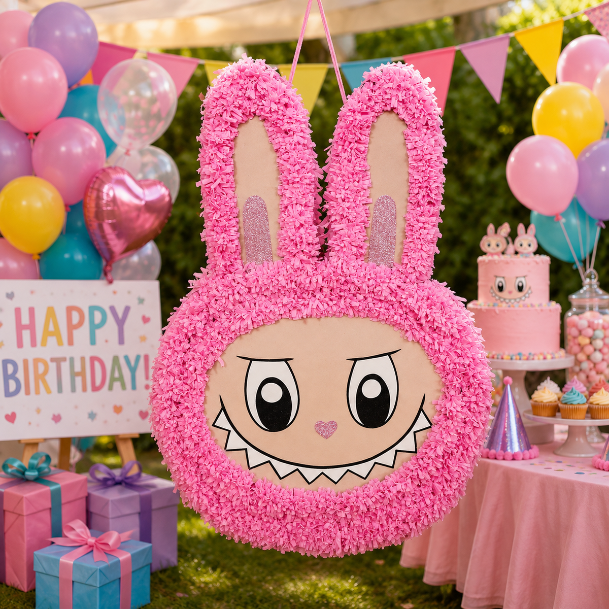 LABUBUH HEAD - PINK PIÑATA PRE-ORDER | 3 Days Production | FREE Stick Included!