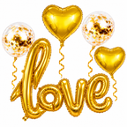 LOVE SCRIPT GOLD Foil Balloon Banner AIR-FILLED (NON-FLYING) Helium Balloons SET