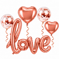 LOVE SCRIPT ROSEGOLD Foil Balloon Banner AIR-FILLED (NON-FLYING) Helium Balloons SET