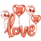 LOVE SCRIPT ROSEGOLD Foil Balloon Banner AIR-FILLED (NON-FLYING) Helium Balloons SET