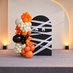 Mummy Boo Halloween Party Organic Balloon Arrangement with Backdrop (Rental)