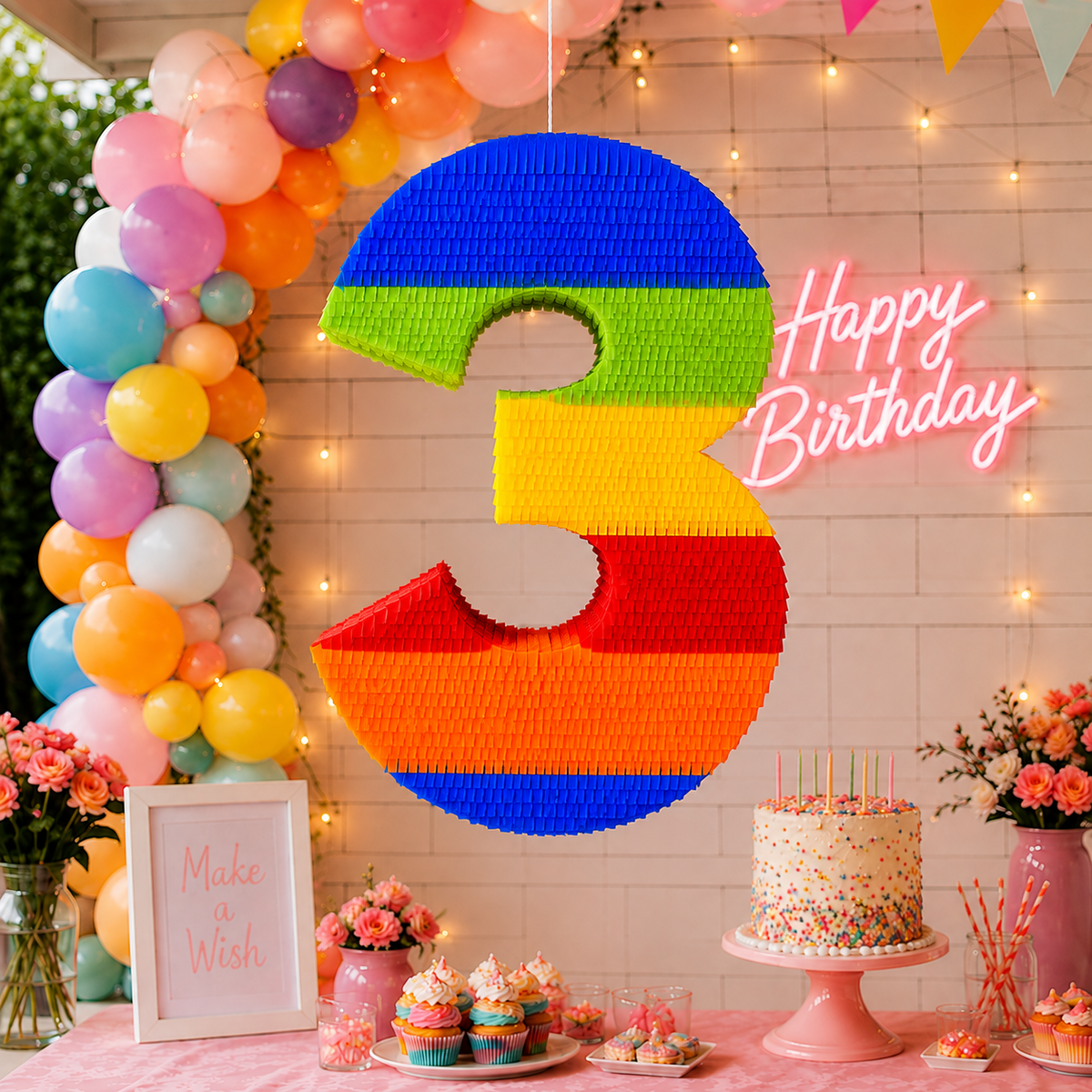 RAINBOW NUMBER PIÑATA PRE-ORDER | 3 Days Production | FREE Stick Included!