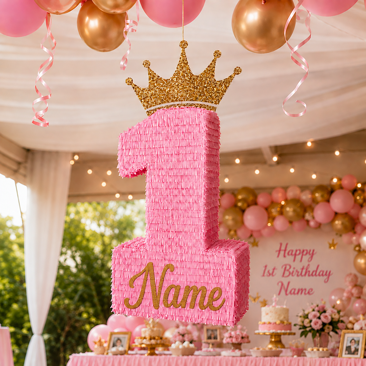 PINK NUMBER WITH CROWN PIÑATA PRE-ORDER | 3 Days Production | FREE Stick Included!