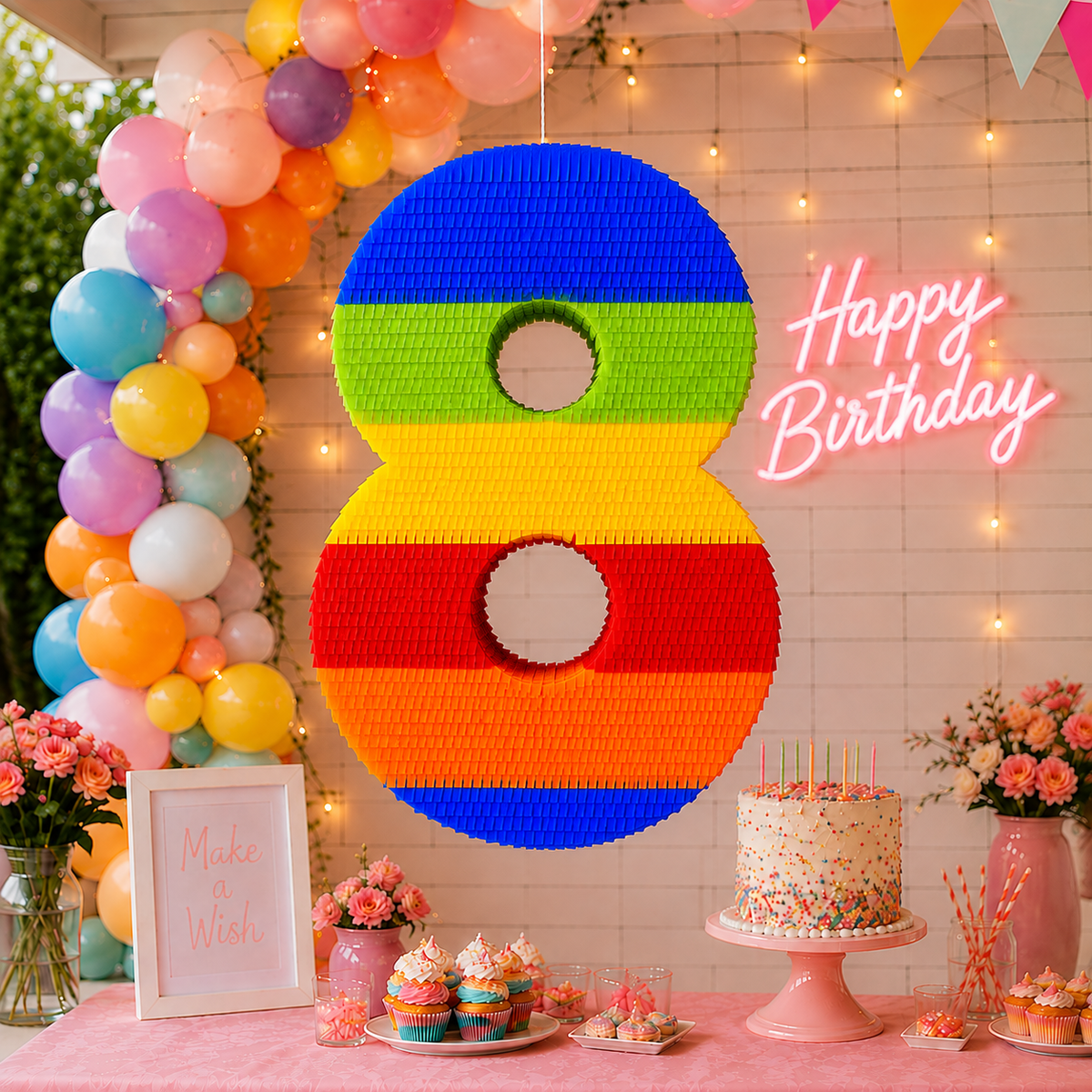 RAINBOW NUMBER PIÑATA PRE-ORDER | 3 Days Production | FREE Stick Included!