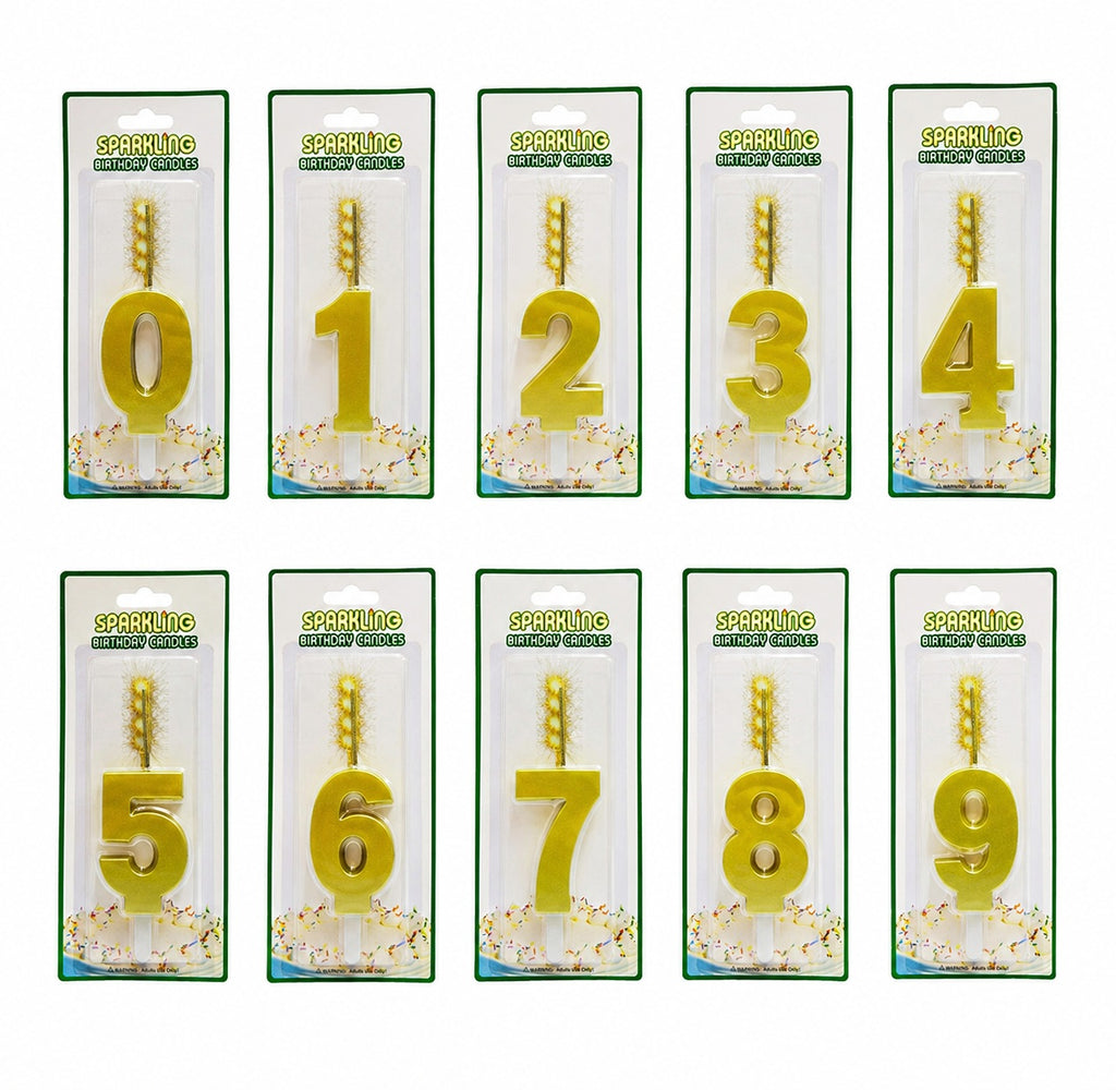 Gold Number Sparkling Party Candles/Cake Topper