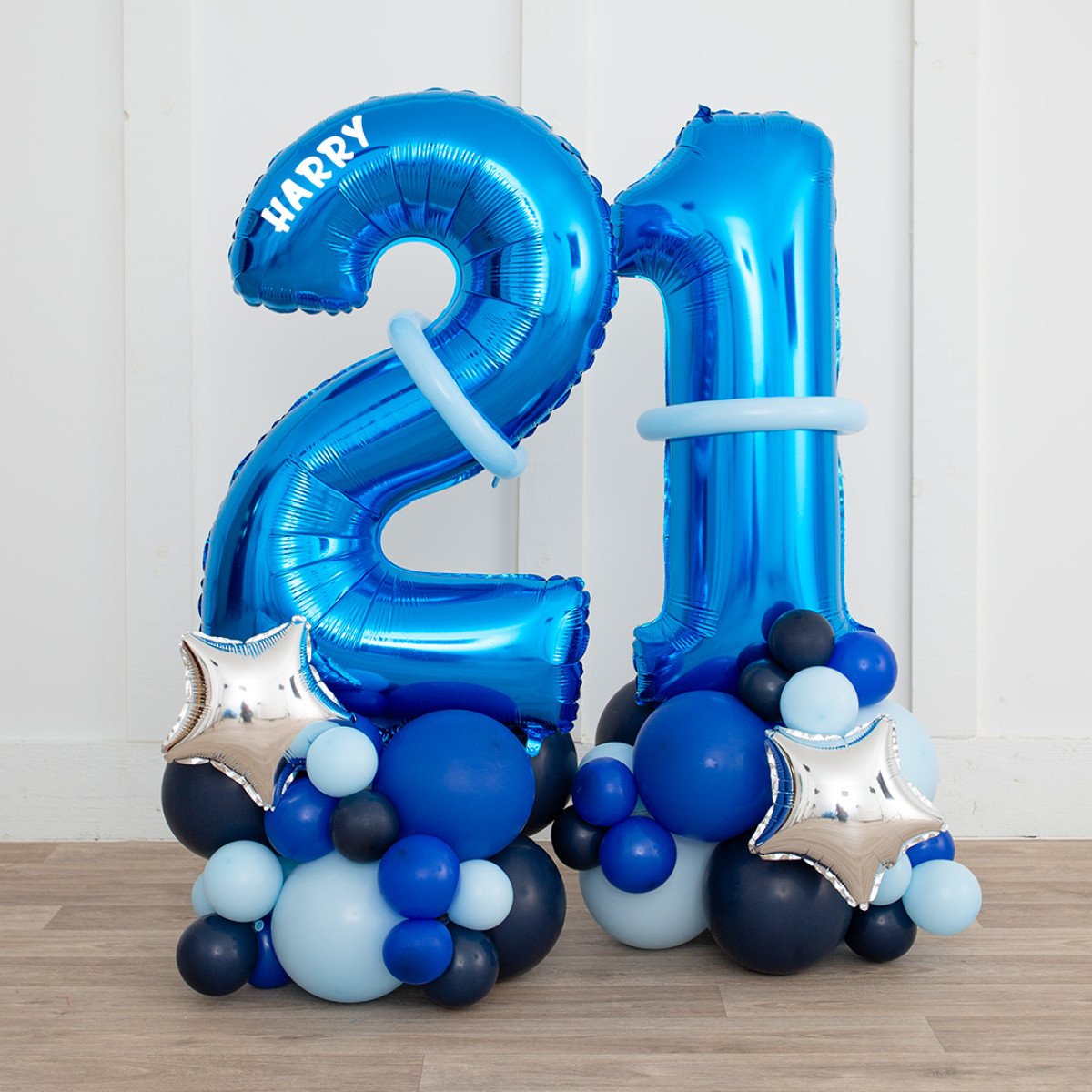 Any Two Personalised Dark Blue Inflated Number Balloon Standee