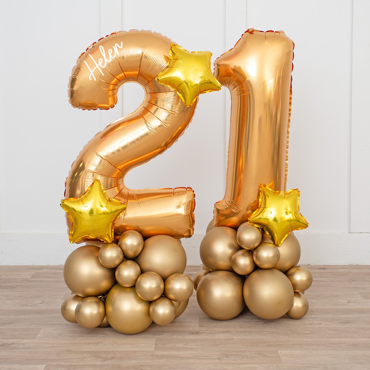 Any Two Personalised Golden Chrome Inflated Number Balloon Standee