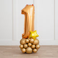 Any Single Personalised Golden Chrome Inflated Number Balloon Standee