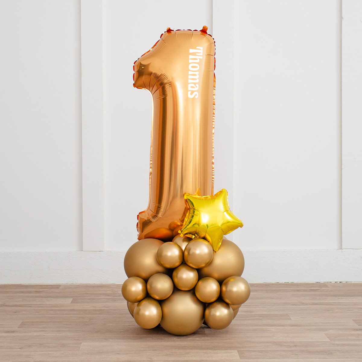 Any Single Personalised Golden Chrome Inflated Number Balloon Standee
