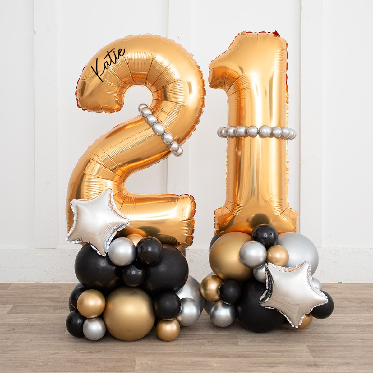 Any Two Personalised Metallic Glitzy Glamour Inflated Number Balloon Standee