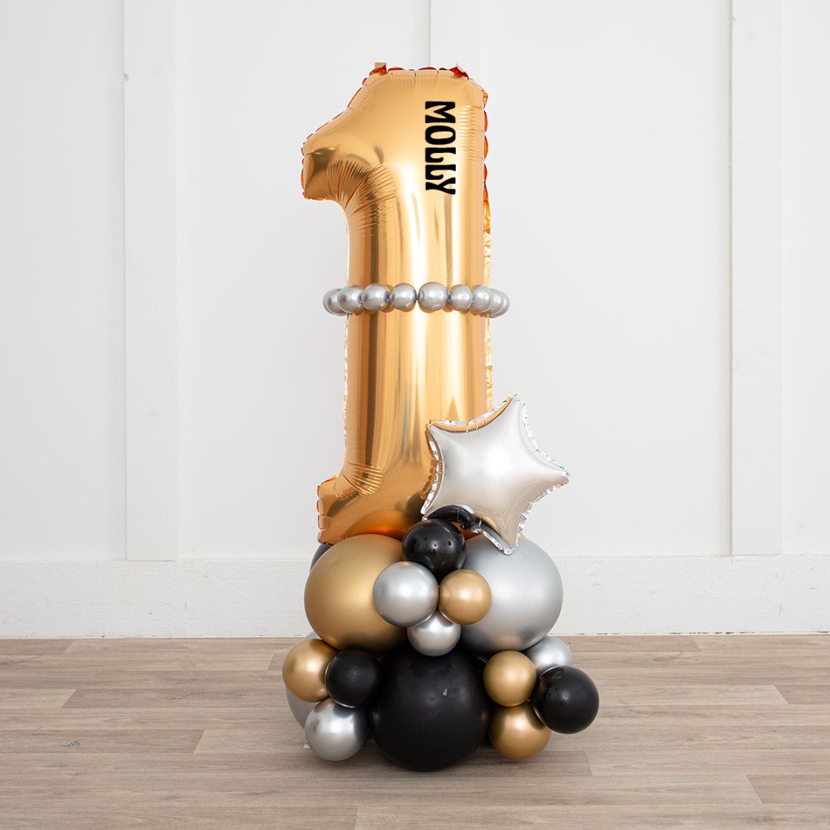 Any Single Personalised Metallic Glitzy Glamour Inflated Number Balloon Standee