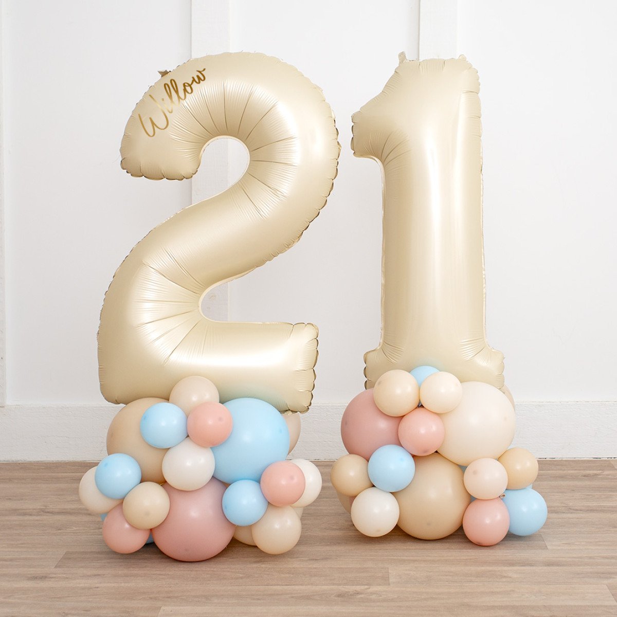 Any Two Personalised Aesthetic Baby Pink & Blue Inflated Number Balloon Standee