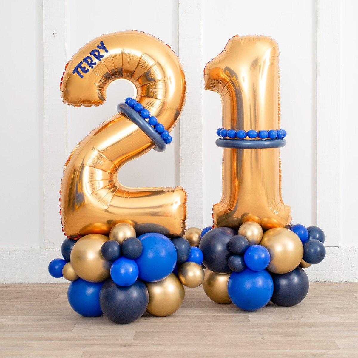 Any Two Personalised Sapphire Blue Inflated Number Balloon Standee