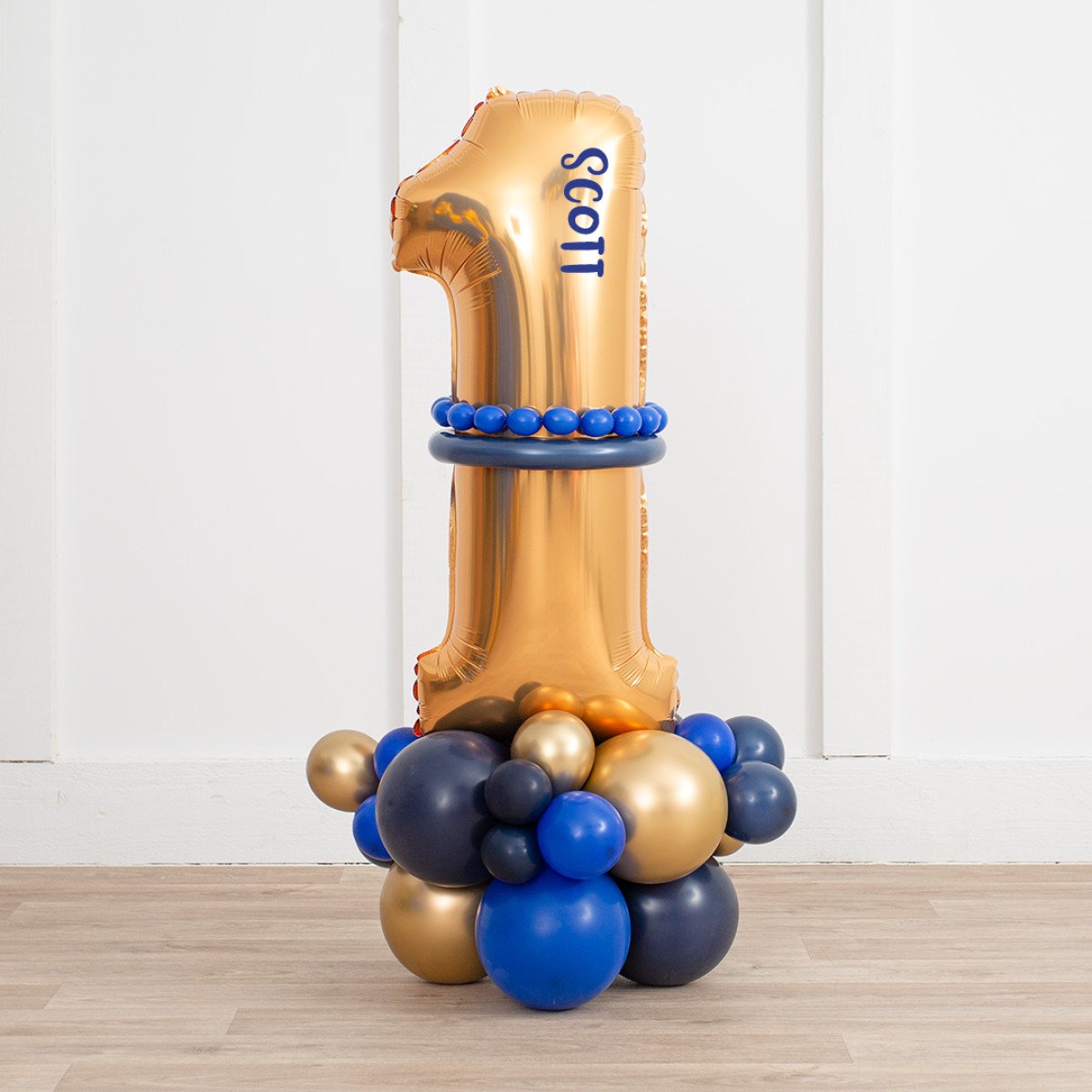 Any Single Personalised Sapphire Blue Inflated Number Balloon Standee