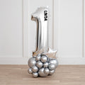 Any Single Personalised Silver Chrome Inflated Number Balloon Standee