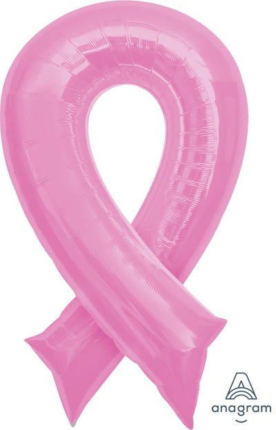 Pink Ribbon Breast Cancer Awareness SuperShape Foil Balloons - Helium Filled
