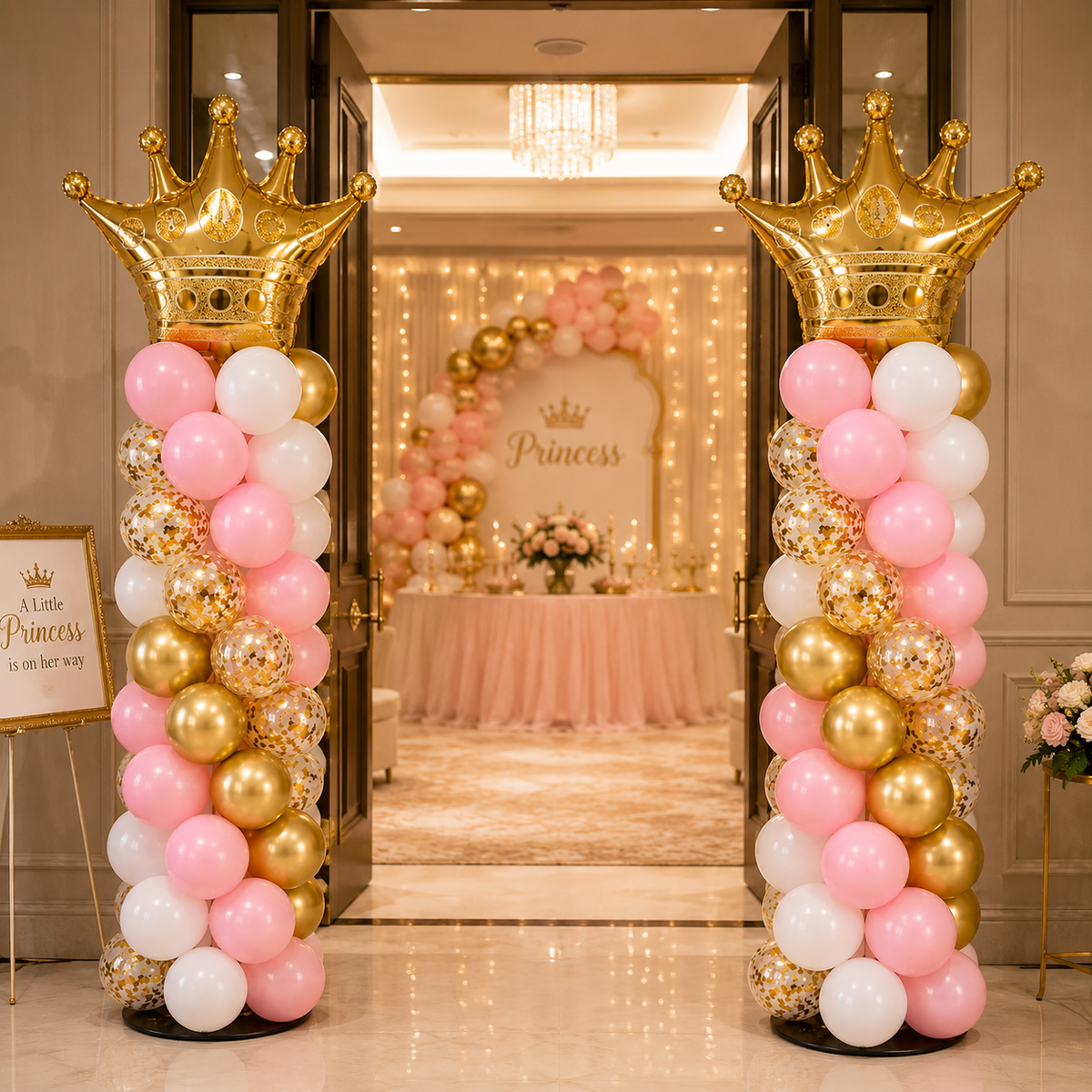 Princess Confetti Standard Balloon Pillar Standee