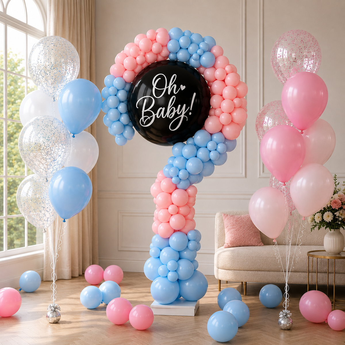 Gender Reveal Question Mark Balloon Arrangement Standee SET