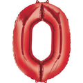 Zero Red Number Foil Balloon - Helium Filled with String