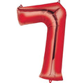 Seven Red Number Foil Balloon - Helium Filled with String