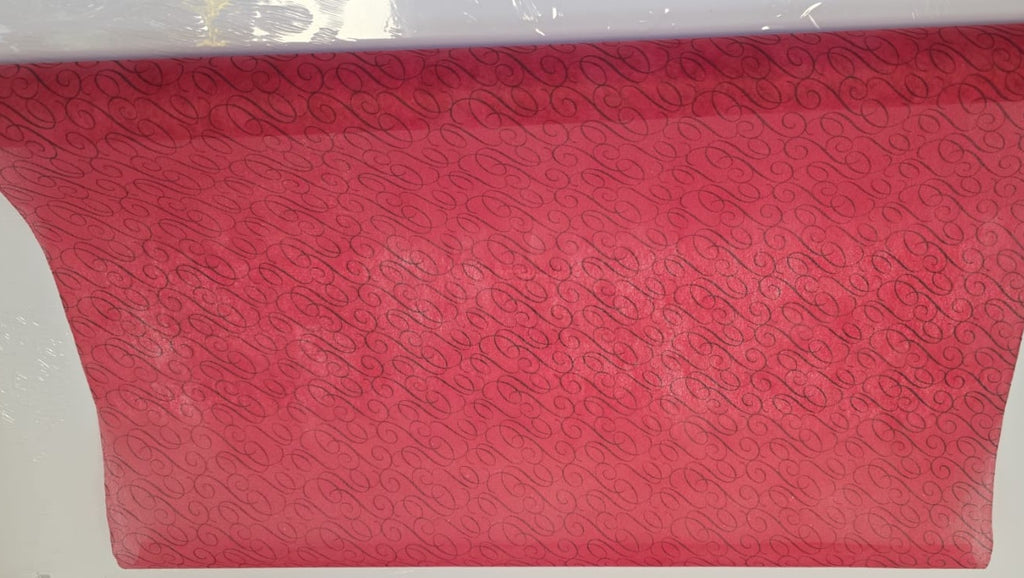Woven Red Swirl Print Gift Wrapper - per meter