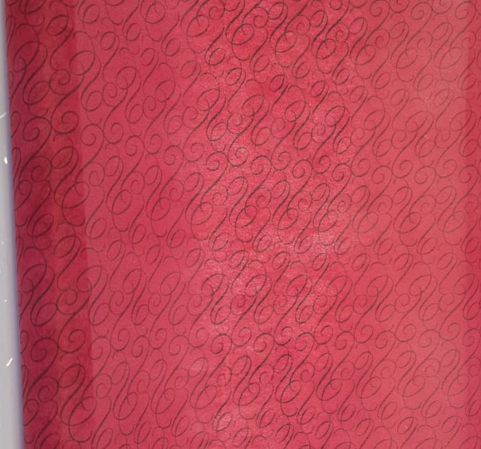 Woven Red Swirl Print Gift Wrapper - per meter